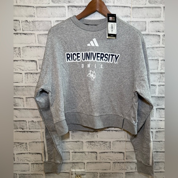 adidas Tops - NWT! Women’s Adidas Rice University gray crew neck cropped sweatshirt Medium